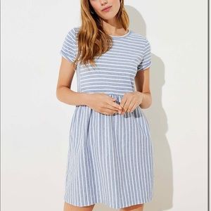 Striped Pocket Swing dress, Loft blue dress